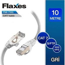 Flaxes FNK-710G 10 M. Cat 7 Patch Kablosu Gri