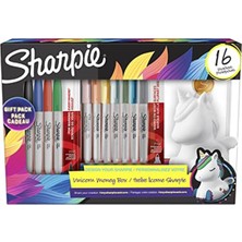 Sharpie Fine Uçlu Permanent Kalıcı Markör Kumbara Hediyeli 16LI Set, Tek Boynuzlu At