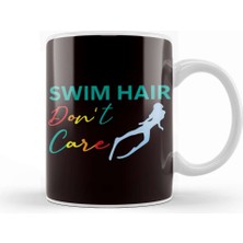 Swimming Hair Dont´s Care Swimmer Swim Girl Water Sports Kupa Bardak Porselen