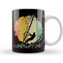 Humuts Vintage Windsurfing Retro Windsurfer Sailboarding Ocean Wave Kupa Bardak Porselen