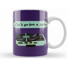 Humuts Vintage Record Player Let's Go For A Spin Kupa Bardak Porselen