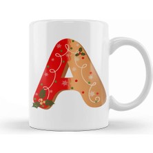 Humuts Yeni Yıl Yılbaşı Özel A Harfi Kupa Bardak Porselen