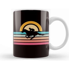 Vintage Horse Rider Equestrian Sport Saddle Horseshoe Stable Kupa Bardak Porselen