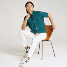 Nautica Erkek Yeşil Classic Fit Kısa Kollu Keten Gömlek W35100T.3DC