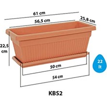 Serinova KBT02 Kemer Bahçe Saksı Set 2 No 22 Litre 61 Cm, Kiremit