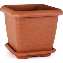 Serinova HK04 Hisar Kare Saksı No:4 Tabaklı 44,2 Cm, 44 Litre Kiremit
