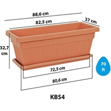 Serinova KBT04 Kemer Bahçe Saksı Set 4 No 70 Litre 88,6 Cm, Yeşil