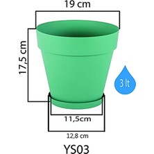 Serinova YS03 Yalı Saksı Drenaj Aparatlı Tabaklı Dekoratif Saksı 19CM, 3 Litre Antrasit