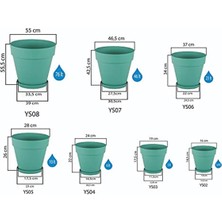 Serinova YS03 Yalı Saksı Drenaj Aparatlı Tabaklı Dekoratif Saksı 19CM, 3 Litre Antrasit