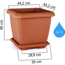 Serinova HK04 Hisar Kare Saksı No:4 Tabaklı 44,2 Cm, 44 Litre Mocha