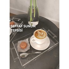 HYD Pleksiglas Seffaf Dekoratif Sunum Tepsisi Şeffaf Tepsi 14X22CM 1 Adet Tutacakli