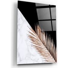 Eliza Home   Gold Yaprak Desenli Cam Tablo