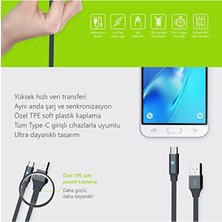 Polosmart PSM29 1.2 Metre Type-C (Android ve Diğer) LED Uyarılı Şarj ve Data Kablosu Siyah