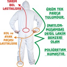 Yeğinoğlu Kollu Şapkalı Beyaz Tulum(Su-Koku-Rüzgar) Geçirmez XL Beden