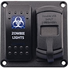 Comely Rocker Switch Zombie Light On-Of-Off Anahtarı 12V-24V Motosiklet Tekne Traktör Aracı Çift 4.2A USB Şarj Cihazı LED Voltmetre (Yurt Dışından)