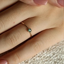 By Milo Jewellery Tourmalin  Yeşil Taşlı Altın Yüzük