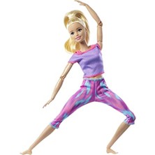 Barbie Sonsuz Hareket Bebeği, Mor Renkli Spor Kıyafeti Ile Sarışın, Uzun Saçlı Bebek GXF04