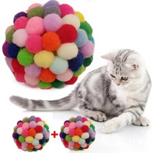 Aktifpet Ponponlu ve Çıngıraklı Kedi Oyun Topu 5 cm 2 Adet