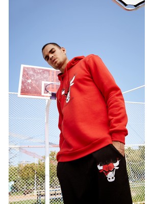 DeFacto NBA Lisanslı Chicago Bulls Baskılı Regular Fit Kapüşonlu Pamuklu Sweatshirt U9864AZ21AU