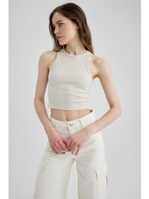 DeFacto Slim Fit Halter Yaka Pamuklu Crop Top U0357AZ22SM