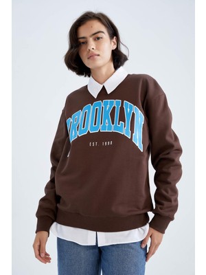 DeFacto Regular Fit Bisiklet Yaka Sweatshirt Y1247AZ22WN