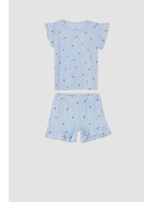 DeFacto Kız Çocuk Desenli Kısa Kollu Şort Pijama Takım Y6167A622HS