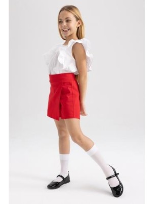 DeFacto Kız Çocuk Kırmızı Şort Etek Çorap 2'li Takım K9032A623SM