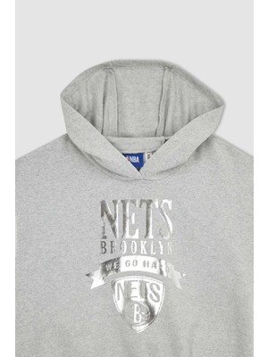 DeFacto Kız Çocuk NBA Brooklyn Nets Kolsuz Kapüşonlu Sweatshirt Z4757A623SP