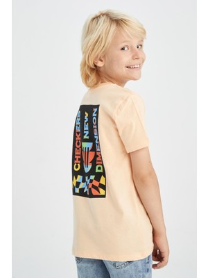 DeFacto Erkek Çocuk Bisiklet Yaka Sırt Baskılı Kısa Kollu Tişört Y5776A622HS