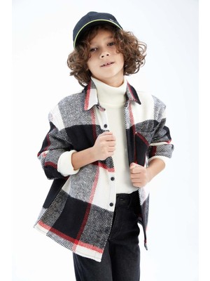 DeFacto Erkek Çocuk Oversize Uzun Kollu Flanel Gömlek Y9164A622AU