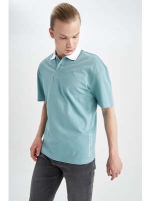 DeFacto Coool Boxy Fit Polo Yaka Pamuklu Penye Tişört X3797AZ22SM