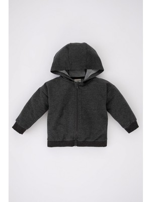 DeFacto Erkek Bebek Kapüşonlu Fermuarlı Sweatshirt Kumaşı Hırka Z1944A223SP