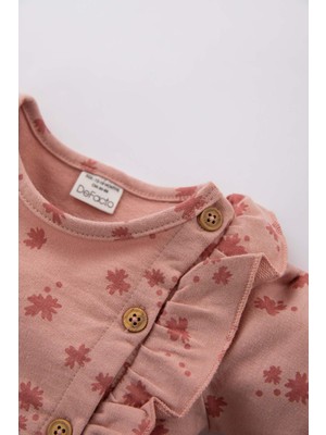 DeFacto Kız Bebek Çiçekli Regular Fit Uzun Kollu Sweatshirt Kumaşı Elbise Z3720A222WN