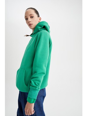 DeFacto Kapüşonlu Kanguru Cepli Basic Reglan Sweatshirt Z9352AZ22AU