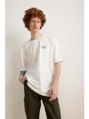 DeFacto Comfort Fit Bisiklet Yaka Baskılı %100 Pamuk Kısa Kollu Tişört Z2455AZ23SP