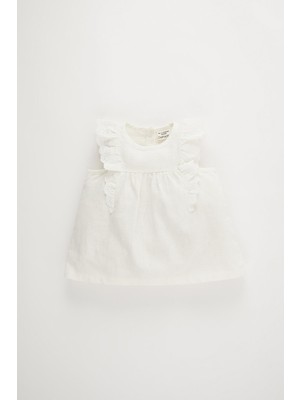 DeFacto Kız Bebek Keten Görünümlü Kısa Kollu Gömlek Z4314A223SM
