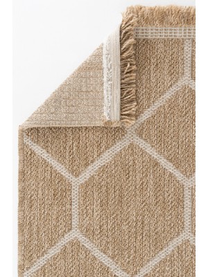 Hoom Rugs Bej & Beyaz Jüt Kilim - Geometrik Desenli Dekoratif Kilim Modelleri - Hoom Rugs India 669