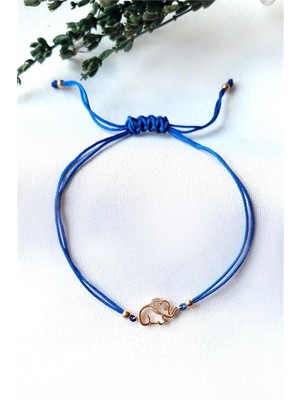 Pier Gümüş Lacivert Ipli Gümüş Fil Bileklik