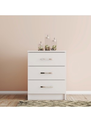 Ünüvar Konsept Asır 3 Çekmeceli Komodin - Beyaz