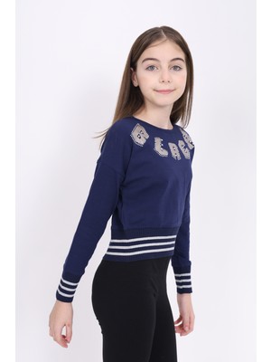 Toontoy Kids Kız Çocuk Sweatshirt Black Varak Baskılı