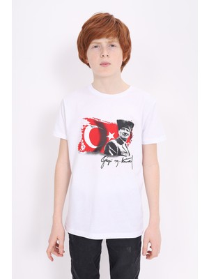 Toontoy Unisex Çocuk Atatürk Baskılı Tişört