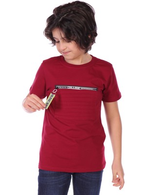 Toontoy Erkek Çocuk Önü Süs Fermuarlı Kol Kısmı Arma Detaylı Tişört