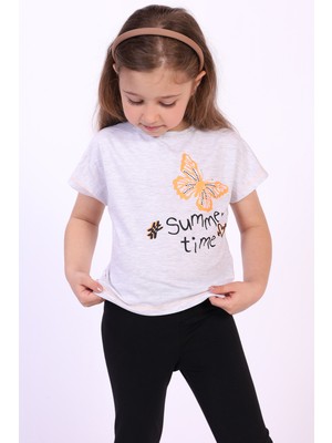 Toontoy Kız Çocuk Summer Time Baskılı Tişört