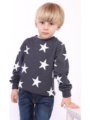 Toontoy Kids Erkek Çocuk Komple Yıldız Baskılı Sweatshirt
