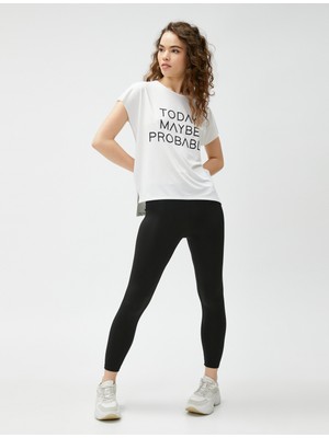 Oversize Spor Tişört Slogan Baskılı