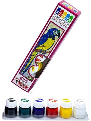 Südor Cam Boyası 6 Renk 15 ml 1 Paket Cam Vitray Boyası Vitray Boya Seti 6 Lı