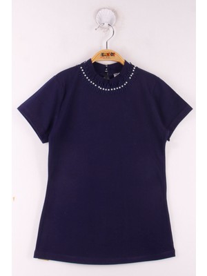 Toontoy Kız Çocuk Yaka Dantelli Okul Tişört