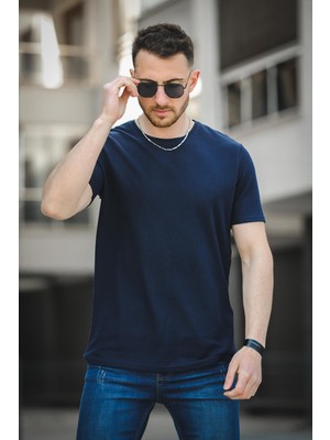 Ronath Slim Fit Waffle Desen Bisiklet Yaka Basic Erkek Tshirt