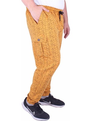 Starbattal Büyük Beden Hardal Renkli Likralı Eşofman Altı Erkekler İçin 2ip 23504