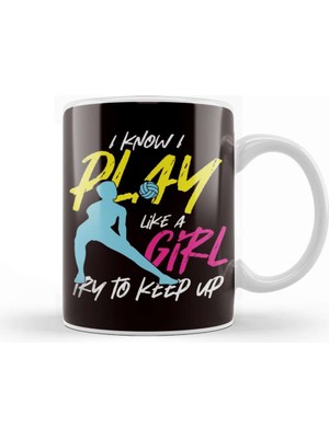 Humuts Volleyball Player Girl Coach Team Ball Sports Training Game Kupa Bardak Porselen